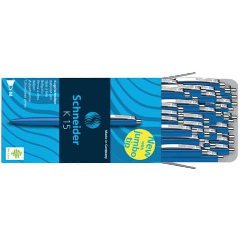 Penna a sfera a scatto Schneider K 15 ricaricabile tratto M blu Conf. 50 pezzi - P003083